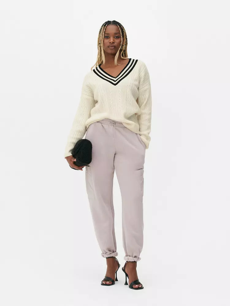 V-neck Knit Jumper - Ivory
