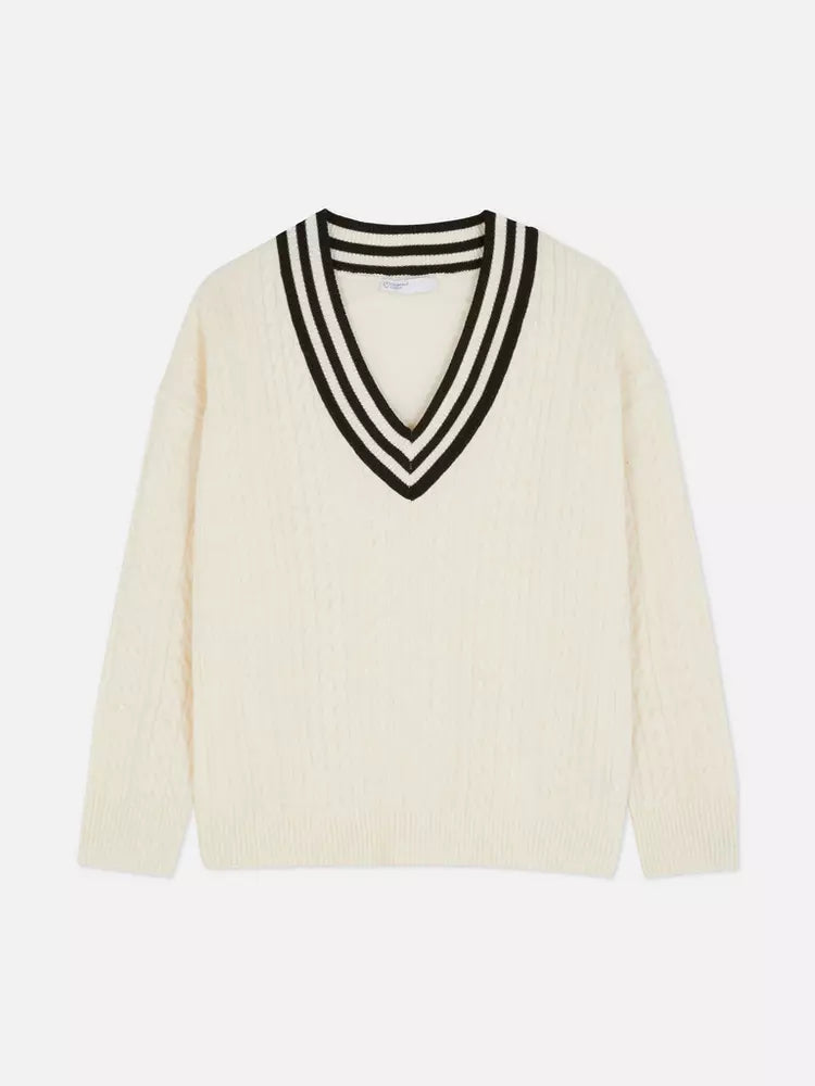 V-neck Knit Jumper - Ivory