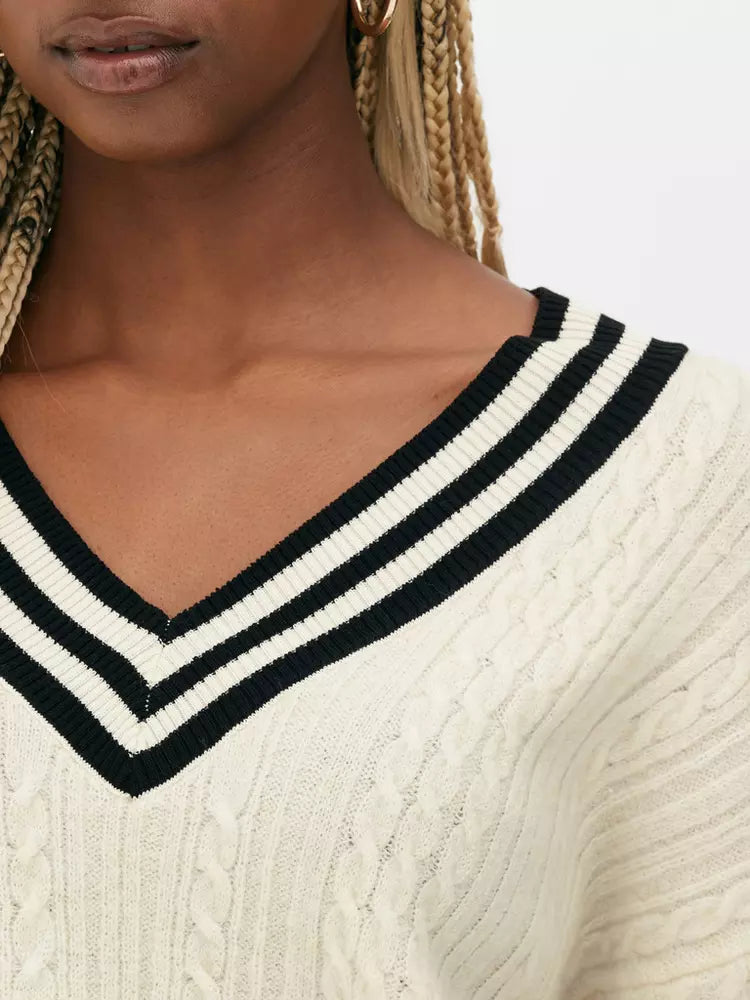 V-neck Knit Jumper - Ivory